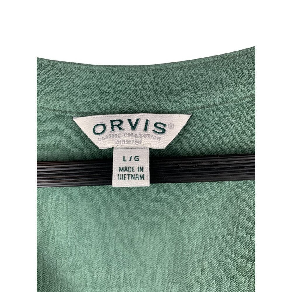 Orvis Womens Classic Collection V-Neck Blouse L/G Green - Picture 4 of 6